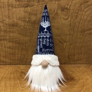 Happy Hanukkah Gnome Jewish Decor Gifts Hebrew Dreidel Star Menorah Silver